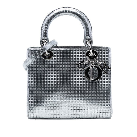 Dior Handbags - Pre-Loved Dior Medium Metallic Patent Microcannage Lady Dior